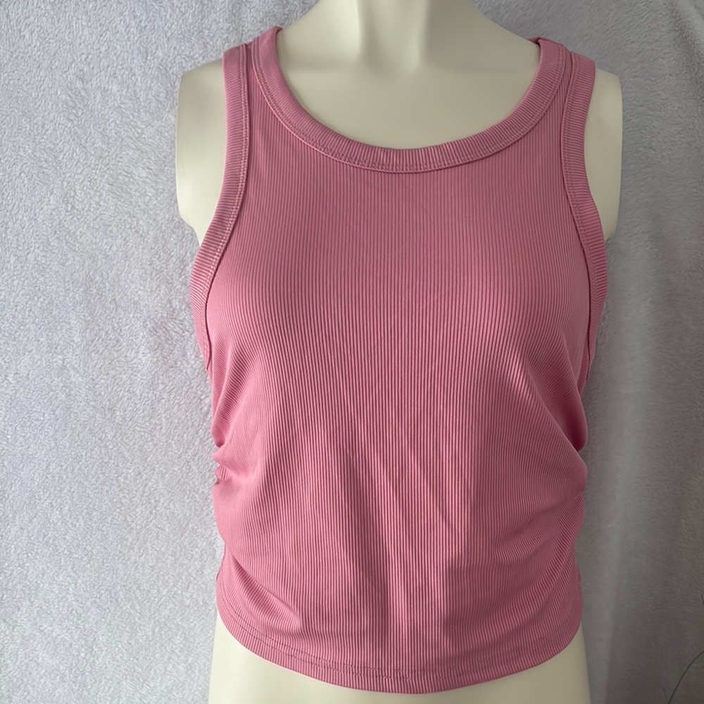 Pink Ribbed Tank‎ Top Sleeveless Casual Basic Top